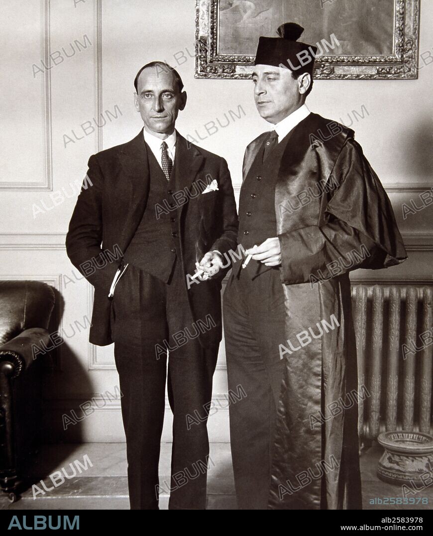 CASARES QUIROGA, SANTIAGO. POLITICO ESPAÑOL. 1884-1950. JEFE DEL GOBIERNO EN EL AÑO 1936. FOTO CON SU DEFENSOR EN EL PROCESO ROJAS. 1935.
