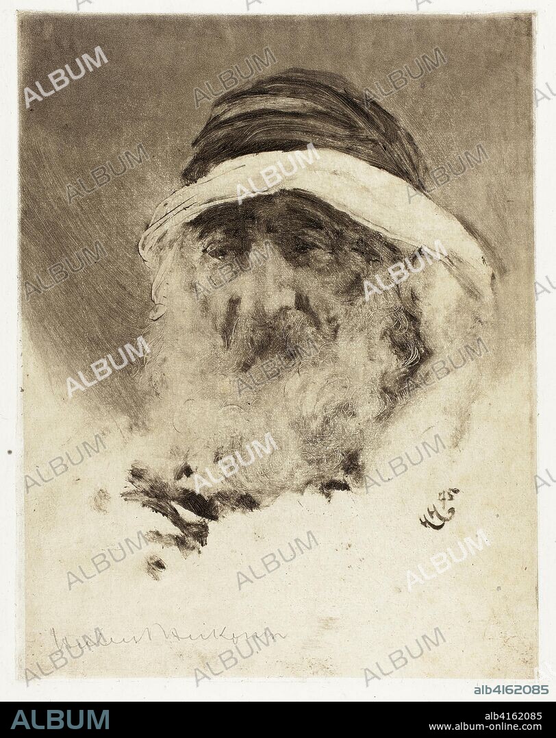 HUBERT VON HERKOMER. Head of an Old Man. Hubert Herkomer; English, 1849-1914. Date: 1895. Dimensions: 230 × 180 mm (plate); 397 × 338 mm (support). Herkomergravure on cream laid paper. Origin: England.