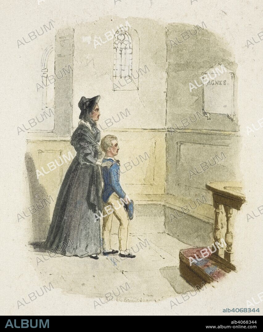 CHARLES DICKENS. Rose Maylie and Oliver. This sketch is intended as a sort of title page to the twenty-five water colour drawings, etc. 1894. Twenty-six plates. Proofs in colour of the illustrations used in the Chapman & Hall 1895 edition of â€œOliver Twistâ€ MS. inscription by Joseph Grego. Source: Dex.297.(2), plate 26.