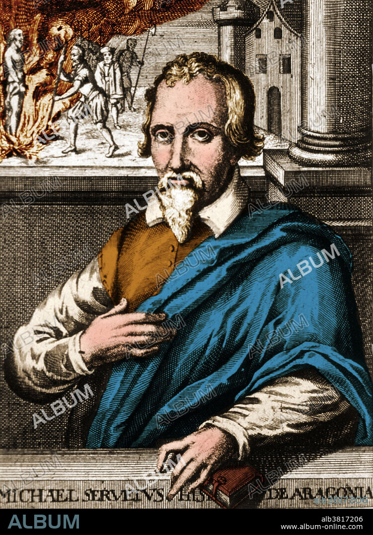 Michael Servetus (1511-1553) was a Spanish theologian, physician, cartographer, and humanist. He was the first European to correctly describe the function of pulmonary circulation. His interests included many sciences: mathematics, astronomy and meteorology, geography, human anatomy, medicine and pharmacology, as well as jurisprudence, and the scholarly study of the Bible in its original languages. He is renowned in the history of several of these fields, particularly medicine and theology. He participated in the Protestant Reformation, and later developed a nontrinitarian Christian Theology. Condemned by Catholics and Protestants alike, he was arrested in Geneva and burnt at the stake as a heretic by order of the Protestant Geneva governing council.
