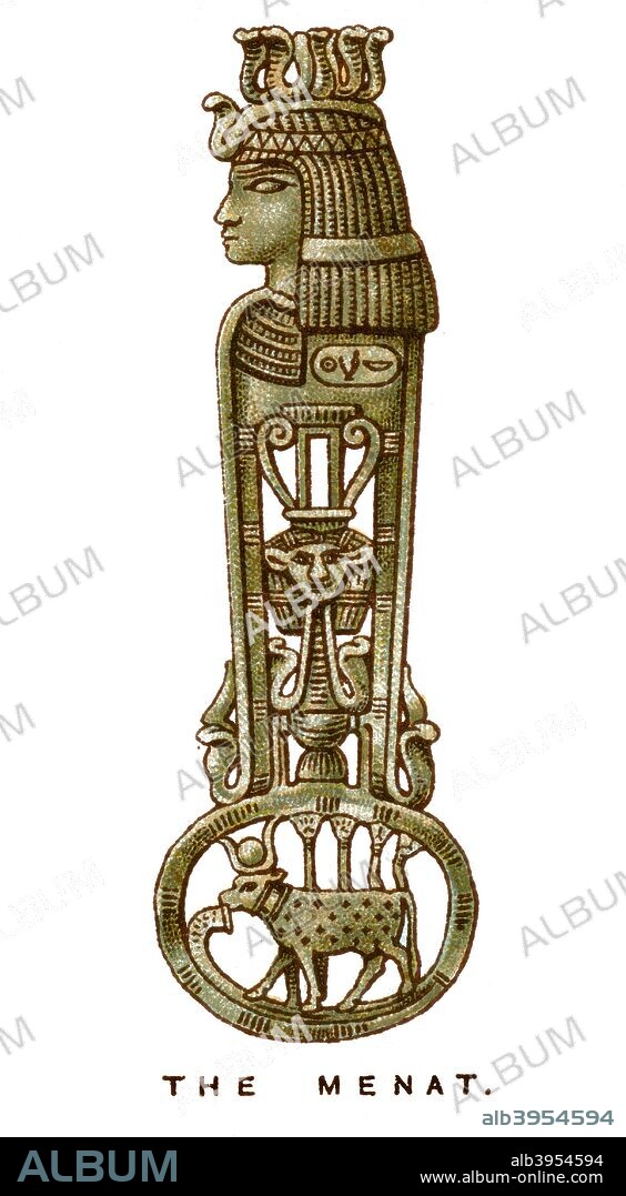 The Menat, 1923. Symbol of the ancient Egyptian goddess Hathor, worn for protection, fertility and virility. One of a series of WD & HO Wills' Cigarette Cards called Lucky Charms, (Bristol and London, 1923).