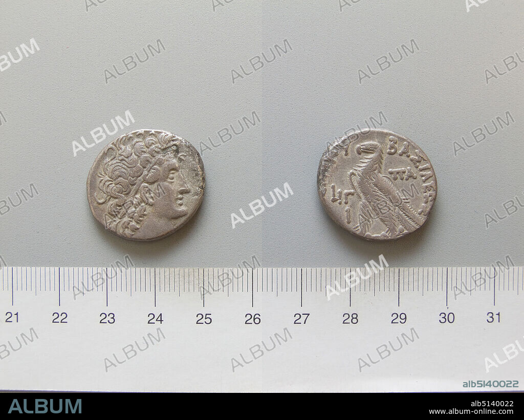 Ruler: Ptolemy XIMint: Alexandria, Honorand: Cleopatra IV, Tetradrachm of Ptolemy XI from Alexandria, 104 B.C., Silver, 13.83 g, 12:00, 25.1 mm, Made in Alexandria, Egypt, Greek, 2nd century B.C., Numismatics.