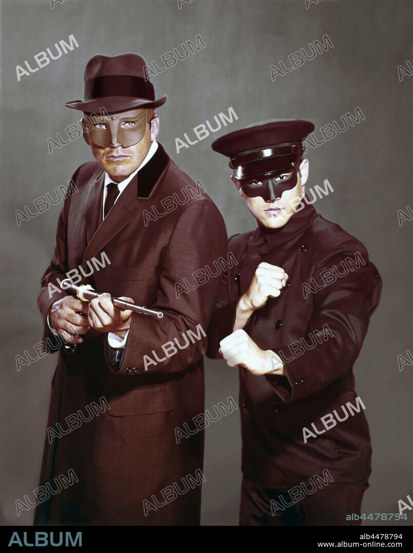 BRUCE LEE and VAN WILLIAMS in THE GREEN HORNET, 1966, directed by ALLEN REISNER, ROBERT L. FRIEND and WILLIAM BEAUDINE. Copyright 20TH CENTURY FOX.