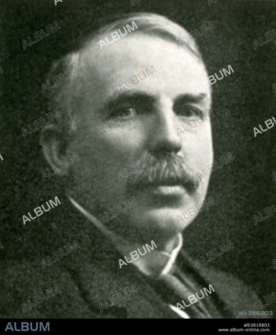 Ernest Rutherford (August 30, 1871 - October 19, 1937) was a New Zealand-born British chemist and physicist who became known as the father of nuclear physics. He discovered the concept of radioactive half-life, proved that radioactivity involved the transmutation of one chemical element to another, and also differentiated and named alpha and beta radiation, proving that the former was essentially helium ions. This work was done at McGill University in Canada. It is the basis for the Nobel Prize in Chemistry he was awarded in 1908. In 1911, he theorized that atoms have their positive charge concentrated in a very small nucleus, and thereby pioneered the Rutherford model of the atom, through his discovery and interpretation of Rutherford scattering in his gold foil experiment. He is widely credited with first "splitting the atom" in 1917 in a nuclear reaction between nitrogen and alpha particles, in which he also discovered (and named) the proton. After his death in 1937, he was honored by being interred with the greatest scientists of the United Kingdom, near Sir Isaac Newton's tomb in Westminster Abbey. The chemical element rutherfordium (element 104) was named after him.