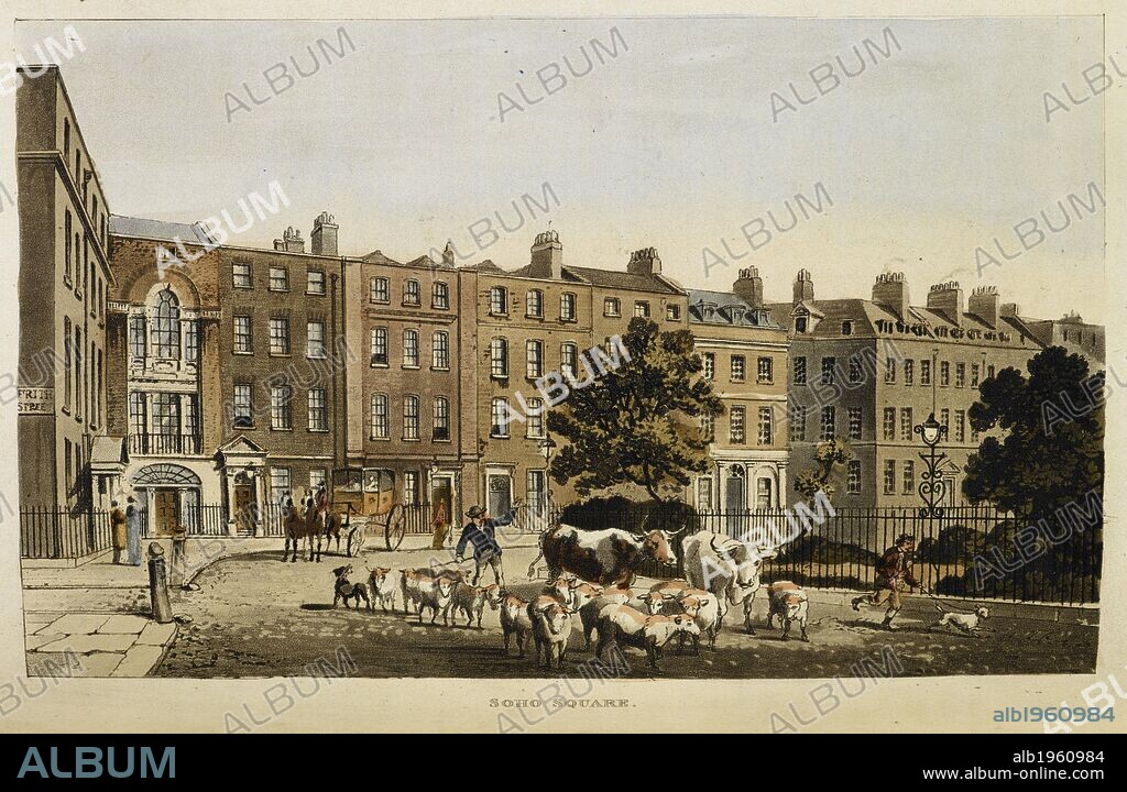 JOHN BUONAROTTI PAPWORTH. Soho Square, London. Select Views of London; ... with historical and descriptive sketches of some of the ... public buildings. London, 1816. Source: 192.b.19, opposite page 49. Language: English.