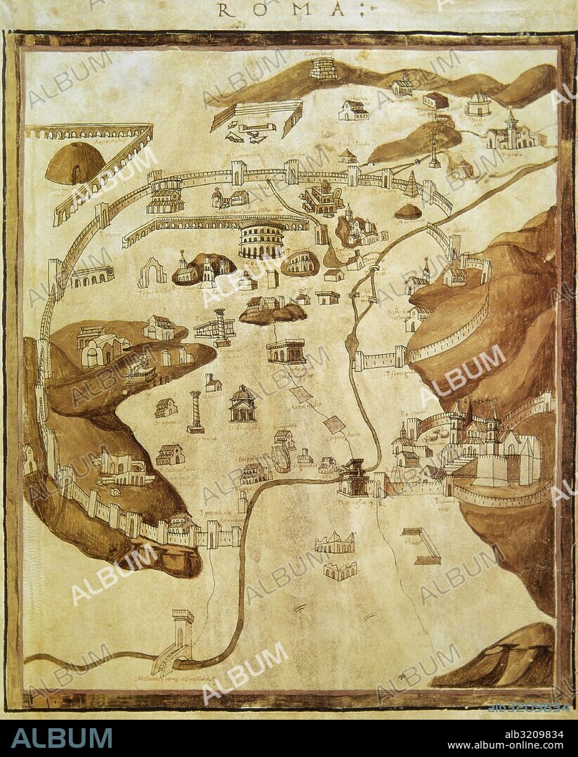 Ptolemy (100-170 AD). Greco-Egyptian astronomer, geographer and astrologer. Rome. Map, 1460. Vatican Library. Italy.