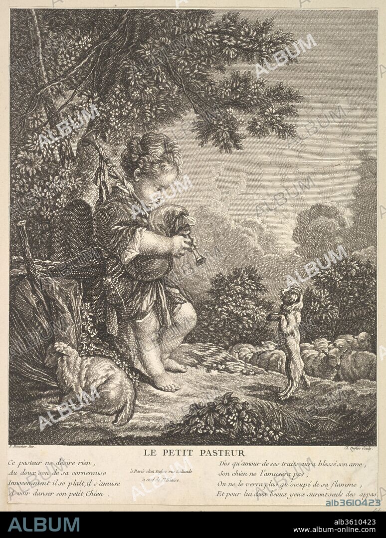 The Little Shepherd. Artist: After François Boucher (French, Paris 1703-1770 Paris); Claude Augustin Duflos le Jeune (French, Paris 1700-1786 Paris). Dimensions: Sheet (trimmed): 10 11/16 in. × 8 in. (27.2 × 20.3 cm). Date: ca. 1753.