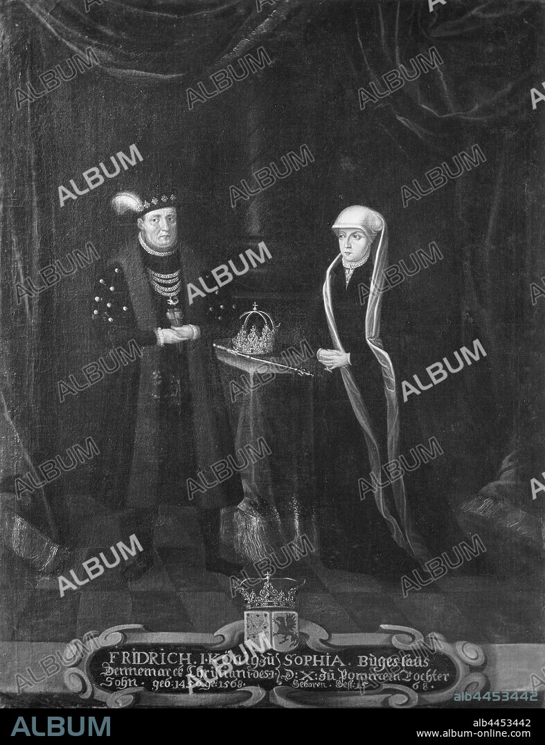 King Fredrik I and Queen Sofia, Fredrik I, 1471-1533, and Sofia, 1498-1568, king and queen of Denmark and Norway, painting, Frederick I of Denmark, Oil on canvas, Height, 102.5 cm (40.3 inches), Width, 79.5 cm (31.2 inches).