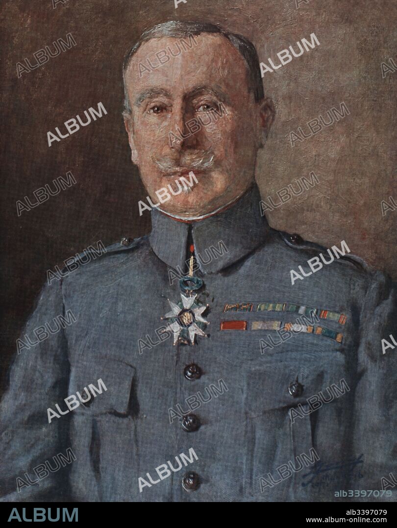 LUCIEN HECTOR JONAS. Robert Nivelle (1856-1924), general francés durante la Primera Guerra Mundial. Grabado de 1923.
