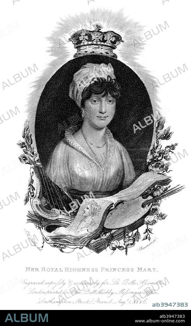 'Her Royal Highness the Princess Mary', 1816. The Princess Mary, Duchess of Gloucester and Edinburgh (1776-1857) was a member of the British Royal Family, the eleventh child and fourth daughter of George III. Printed for John Bell.