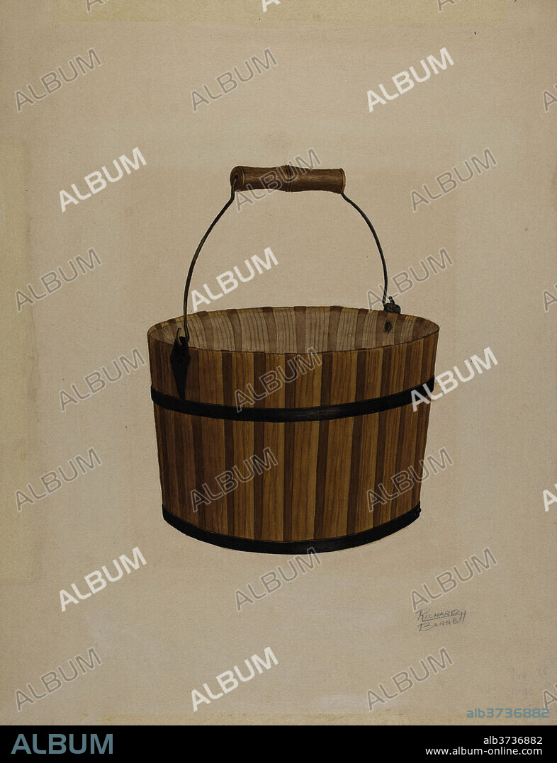 EUGENE BARRELL. Shaker Wooden Basket. Dated: 1935/1942. Dimensions: overall: 37.4 x 29.7 cm (14 3/4 x 11 11/16 in.). Medium: watercolor, pen and ink, and graphite on paper.