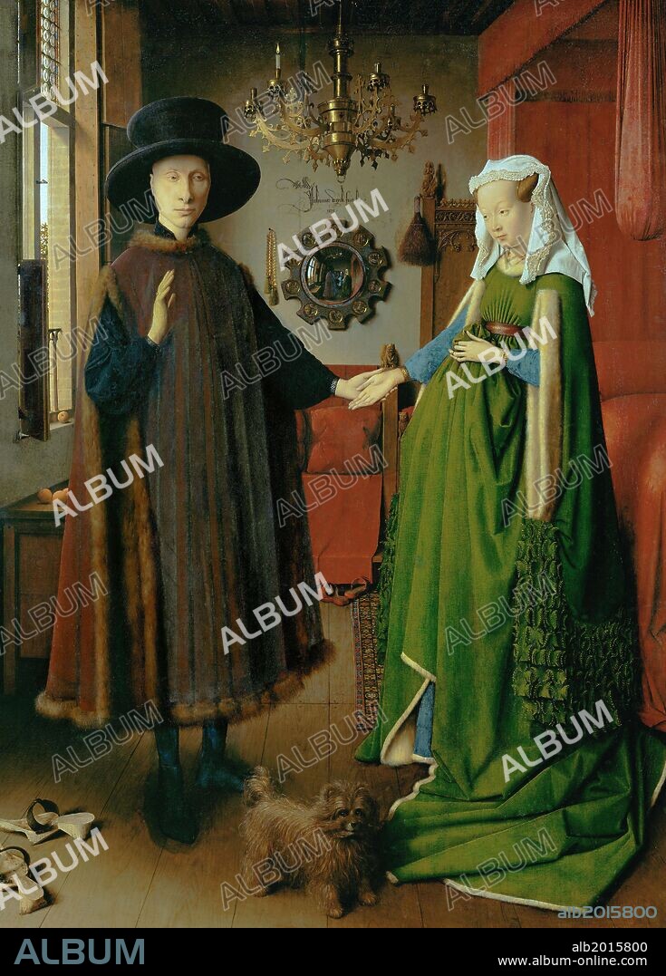 Jan van Eyck / 'Retrato de Giovanni Arnolfini y su esposa', 1434, Óleo sobre tabla, 82 x 60 cm.