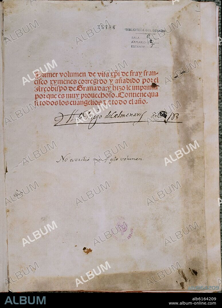 FRANCISCO EIXIMENIS (CA 1330-CA1409). INCUNABLE - PRIMER VOLUMEN DE VITA CHRISTI CORREGIDO Y AÑADIDO POR EL ARZOBISPO DE GRANADA - 1496.
