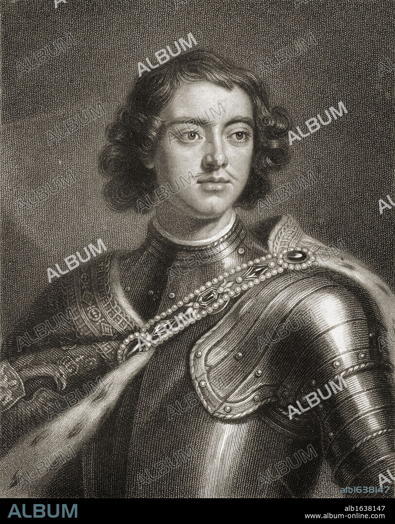 Peter the Great or Peter I 1672-1725. Tsar of Russia, 1682-1725 From the book 'Gallery of Portraits' published London 1833.