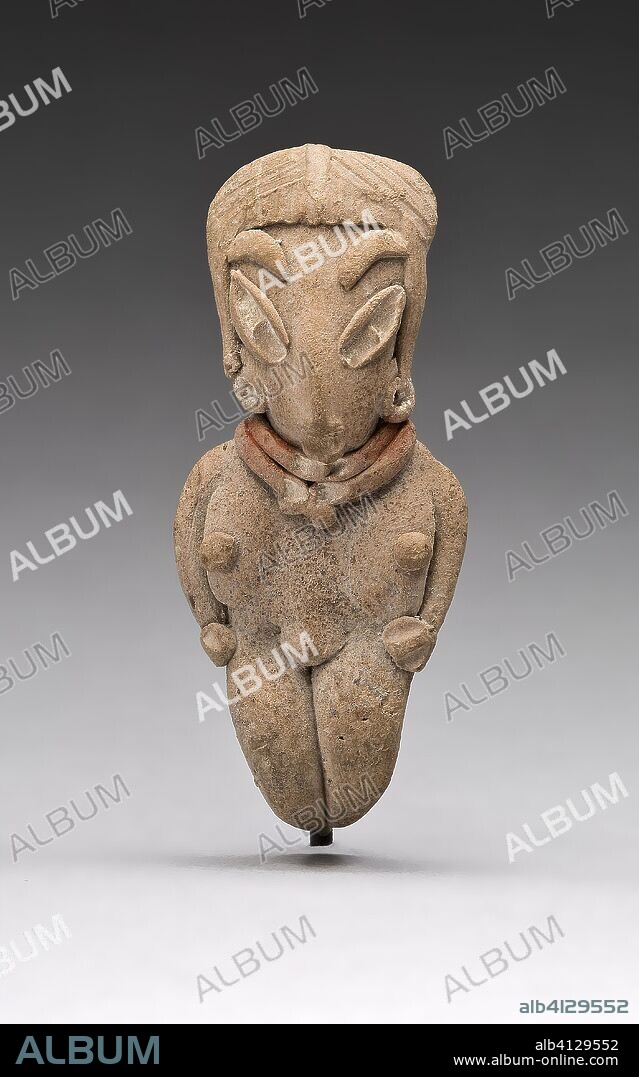 CHUPICUARO. Standing Female Figurine. Chupícuaro; Guanajuato or Michoacán, Mexico. Date: 500 BC-300 BC. Dimensions: H. 6 cm (2 3/8 in.). Ceramic and pigment. Origin: Chupícuaro.