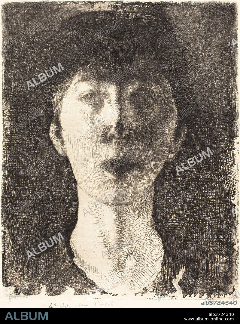 ALBERT BESNARD. Queen Elisabeth of Belgium (La Reine Élisabeth de Belgique). Dated: 1917. Dimensions: plate: 30.9 x 24.6 cm (12 3/16 x 9 11/16 in.)  sheet: 33.6 x 26.1 cm (13 1/4 x 10 1/4 in.). Medium: etching and aquatint in black on laid paper.