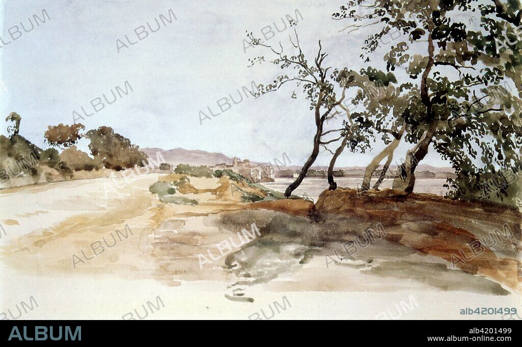 Italian countryside, watercolour by Alexander Ivanov (1806–1858), Russian painter.