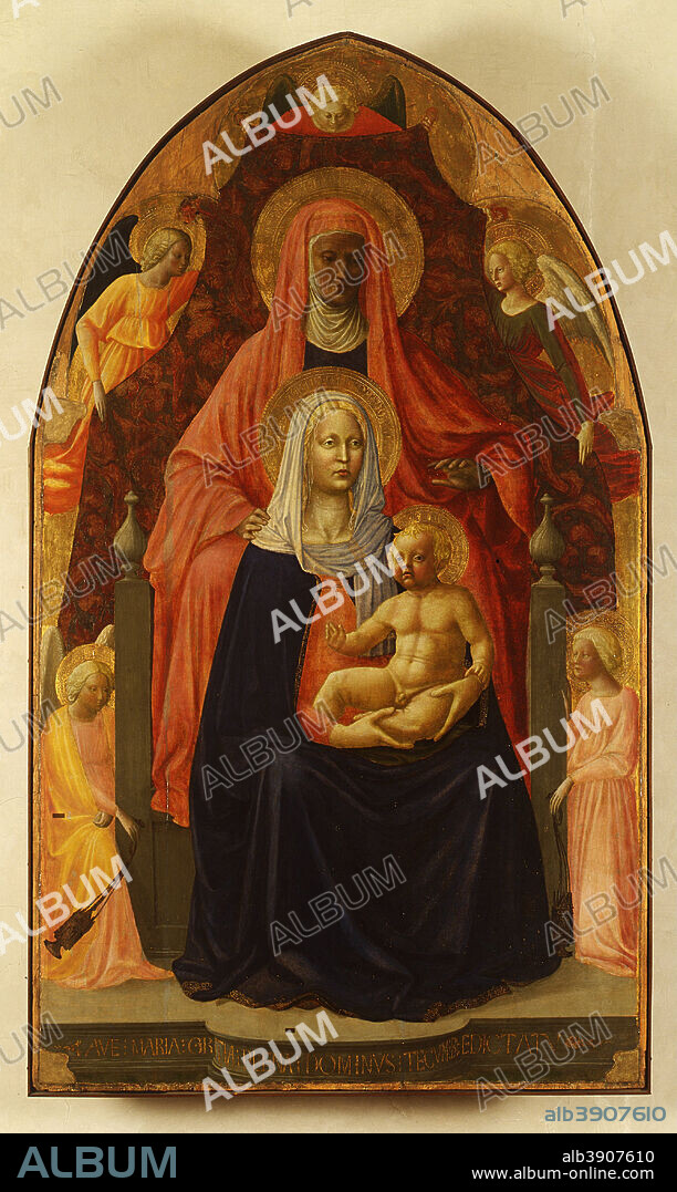 MASACCIO. Sant'Anna Metterza / Saint Anne 'Metterza'. Date/Period: From 1424 until 1425. Painting. Tempera on panel. Height: 175 cm (68.8 in); Width: 103 cm (40.5 in).