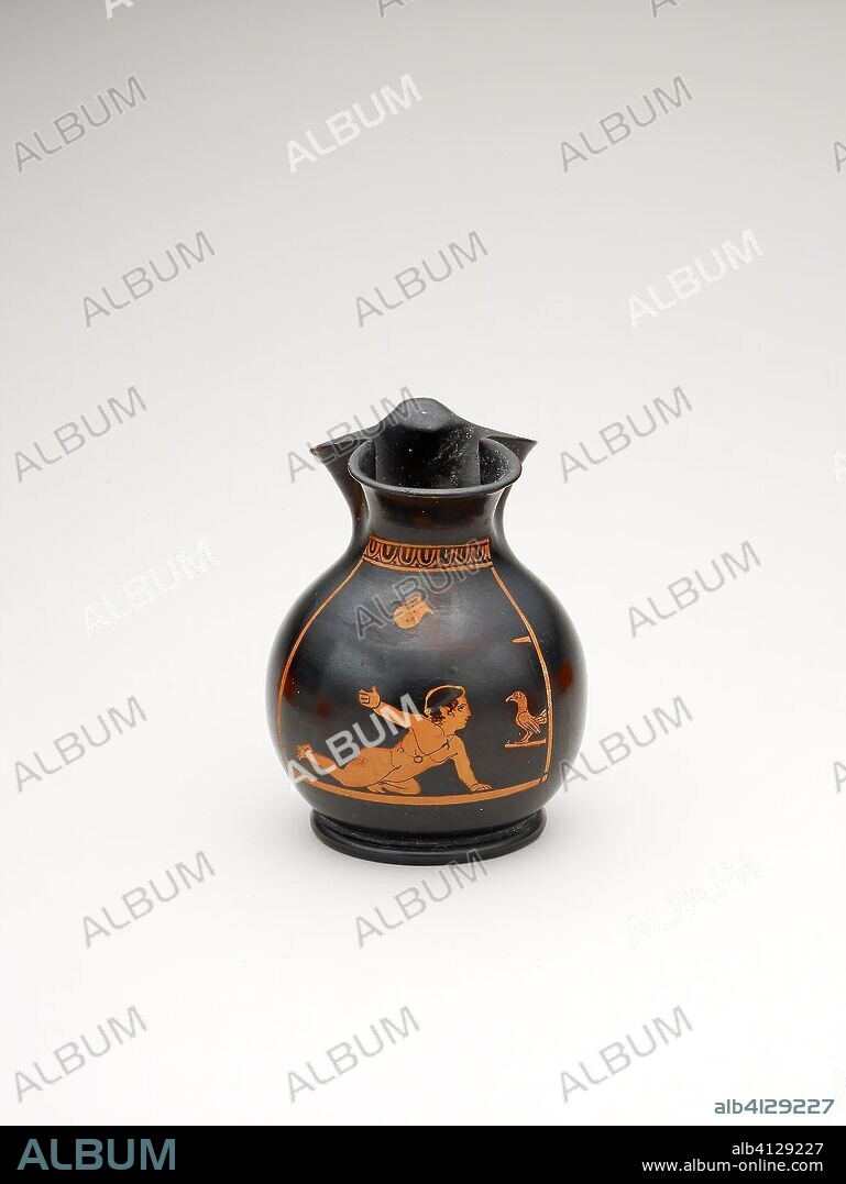 ANCIENT GREEK. Chous (Toy Pitcher). Greek; Athens. Date: 430 BC-410 BC. Dimensions: 9.2 × 6.8 × 6.8 cm (3.66 × 2.69 × 2.70 in.). Terra-cotta, decorated in the red-figure technique. Origin: Athens.