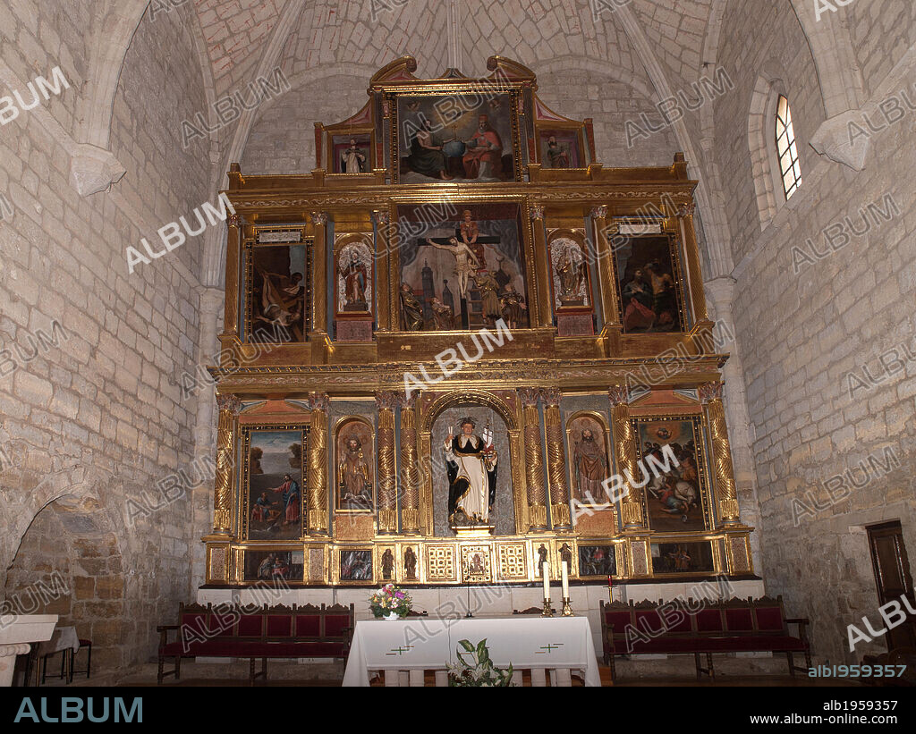 ARTE BARROCO. ESPAÑA. IGLESIA DE SAN PEDRO de FROMISTA. Retablo de la capilla mayor, realizado por Francisco Trejo en el año 1636. Provincia de Palencia. Castilla-León.