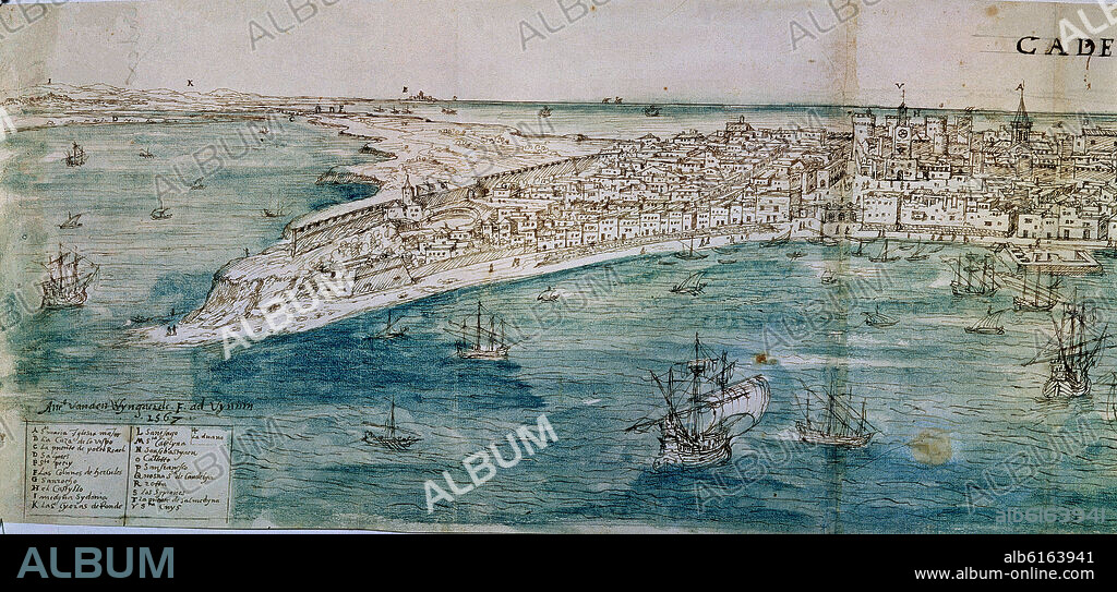 ANTON VAN DEN WYNGAERDE 1512 O. CADIZ - 1567 - DIBUJO - AGUADA - SEPIA-271X1065 MM.