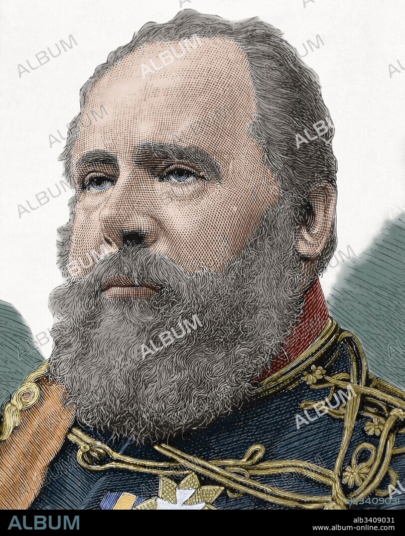 Guillermo III (Bruselas,1817-Castillo de Loo, 1890). Rey de los Países Bajos y gran duque de Luxemburgo (1849-1890). Hijo de Guillermo II. Grabado. La Ilustración Española y Americana, 1890. Coloreado.