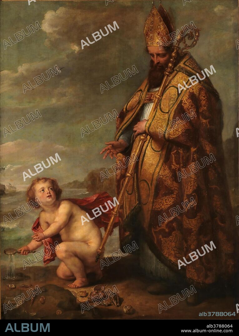 ANÓNIMO. Anónimo (Taller de Rubens, Pedro Pablo) / 'San Agustín meditando sobre el Misterio de la Trinidad'. Siglo XVII. Óleo sobre lienzo, 209 x 159 cm.