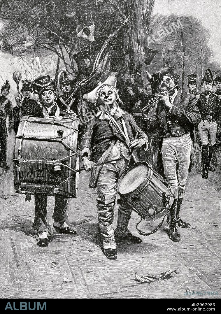 GUERRA DE LA INDEPENDENCIA AMERICANA (1775-1783). Celebración del dia de la Independencia. Siglo XIX. Dibujo por Gilbert Gaul.