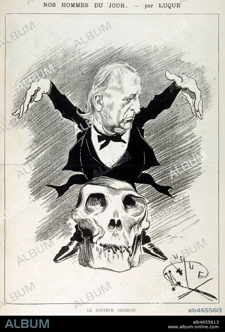 Le docteur Jean Martin CHARCOT (1825-1893). Dessin de Manuel LUQUE (1854-1924) publie dans La Caricature du 7 juillet 1888. Credit : Coll. Dixmier/KHARBINE-TAPABOR.