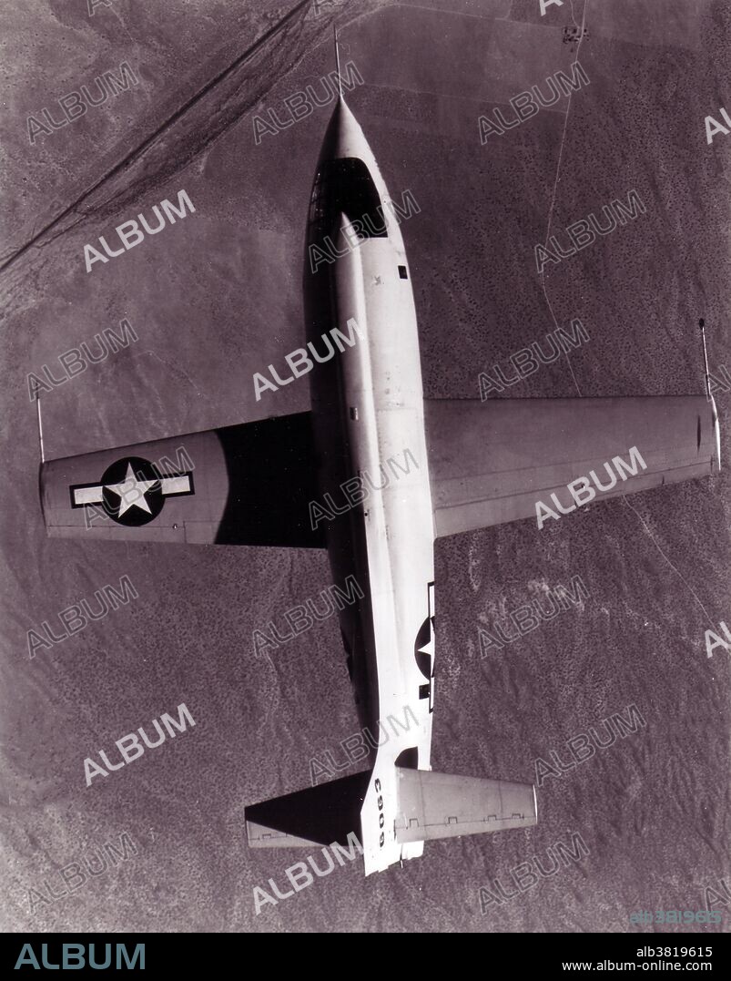 The world's first supersonic aircraft, the Bell X-1, piloted by Charles "Chuck" Yeager, flew faster than the speed of sound on October 14th, 1947. The X-1 was carried into the air under a converted B-29 bomber, and released at an altitude of 6800 meters over Muroc, California. The X-1 was powered by a four-chamber XLR-11 rocket engine that generated 26.5 kilonewtons of thrust. This pushed the aircraft to a speed of 1078 km/h at an altitude of 12,800 meters - equivalent to 1.015 times the speed of sound. Yeager unofficially named to aircraft "Glamorous Glennis," after his wife. It is now displayed at the Smithsonian.