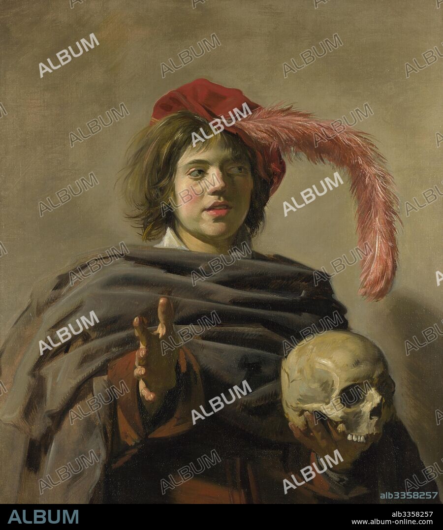 FRANS HALS I. Young Man holding a Skull (Vanitas).