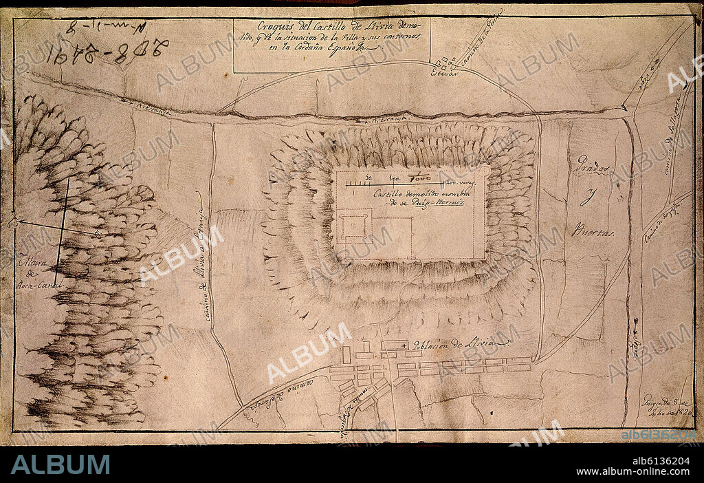 CROQUIS DEL CASTILLO DE LLIVIA 1820.