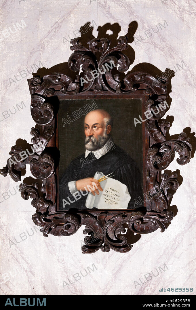 Vicenza, Villa Valmarana ai Nani, Guest Lodgings: portrait of the architect and scenographer Andrea Palladio (Andrea Di Pietro, born in 1508 and died in 1580), 1576.