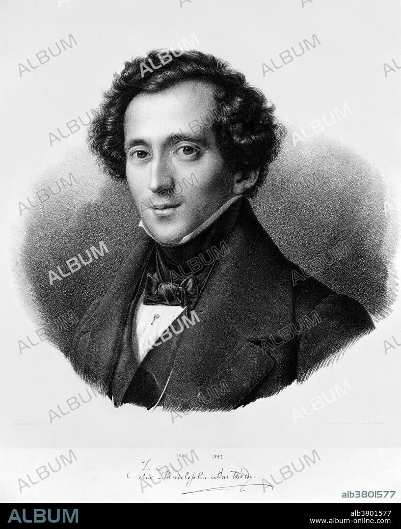 Jakob Ludwig Felix Mendelssohn Bartholdy (February 3, 1809 - November 4, 1847) was a German composer, pianist, organist and conductor of the early Romantic period. A grandson of the philosopher Moses Mendelssohn. He was a musical prodigy. In 1821 he was introduced to the elderly Johann Wolfgang von Goethe, and subsequently set a number of Goethe's poems to music. He was well received in Britain as a composer, conductor and soloist, and his ten visits there, during which many of his major works were premiered, form an important part of his adult career. In 1835 Mendelssohn was named conductor of the Leipzig Orchestra. He suffered from poor health in the final years of his life. A final tour of England left him exhausted and ill from a hectic schedule. He died in 1847, at the age of 38, after a series of strokes. Mendelssohn's work includes symphonies, concerti, oratorios, piano music and chamber music. After a long period of relative denigration in the late 19th and early 20th centuries, his creative originality has now been recognized and re-evaluated. He is now among the most popular composers of the Romantic era.