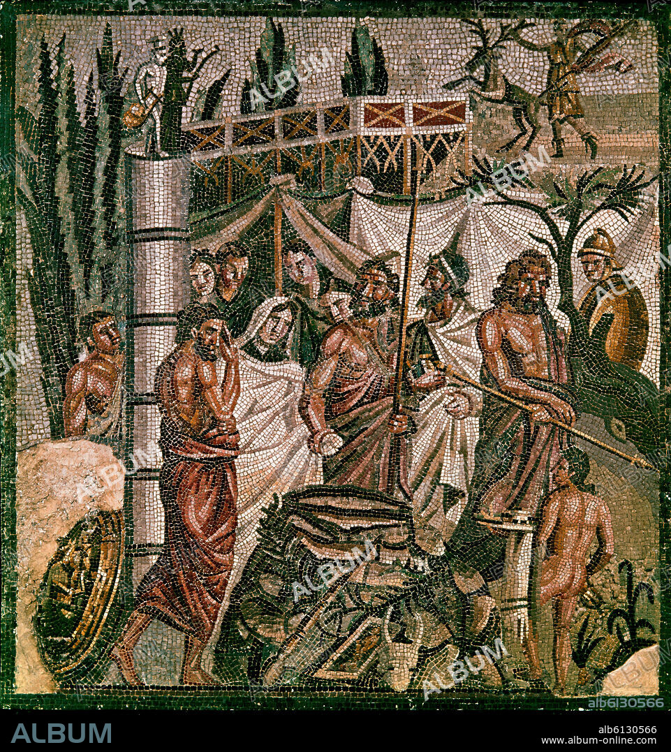 AUTOR LIBRE 01307. Mosaïque : Iphigenia's Sacrifice. Ampurias, Archaeology museum. Province of Gironia, Spain.