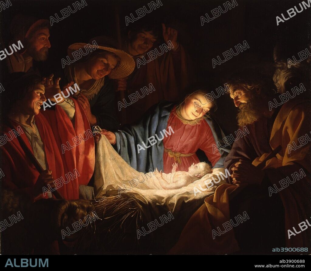 GERARD VAN HONTHORST. Adoration of the shepherds. Date/Period: 1622. Painting. Oil on canvas.