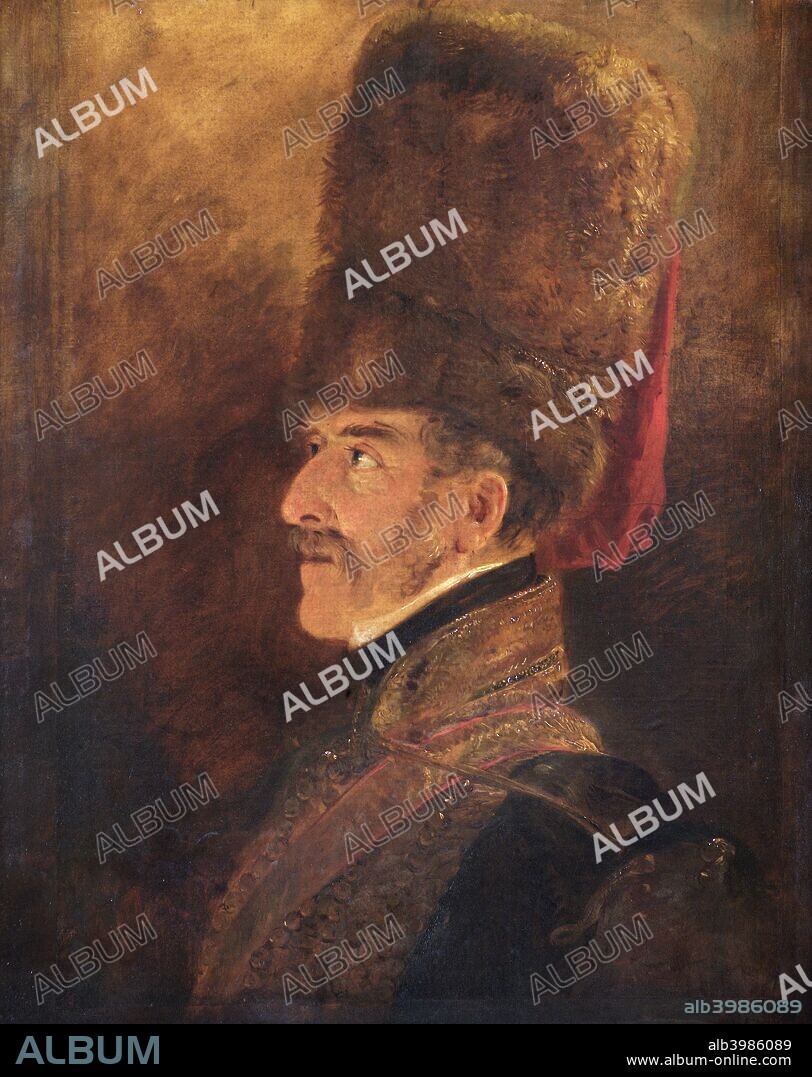 Portrait of Field Marshal Henry William Paget, 1st Marquess of Anglesey, British soldier, 1821. Despite personal differences with the Duke of Wellington, in 1815 General Paget (1768-1854) commanded the Cavalry Corps. He successfully covered the withdrawal of the Allies following the Battle of Quatre Bras. At the Battle of Waterloo he led a spectacular cavalry charge that turned back D'Erlon's Corps from their assault. One of the last cannon shots fired that day hit Paget in the right leg, necessitating its amputation. According to anecdote he was close to Wellington when he was hit, exclaiming, By God, sir, I've lost my leg! To which Wellington replied, By God, sir, so you have!. From the collection of Apsley House, London.
