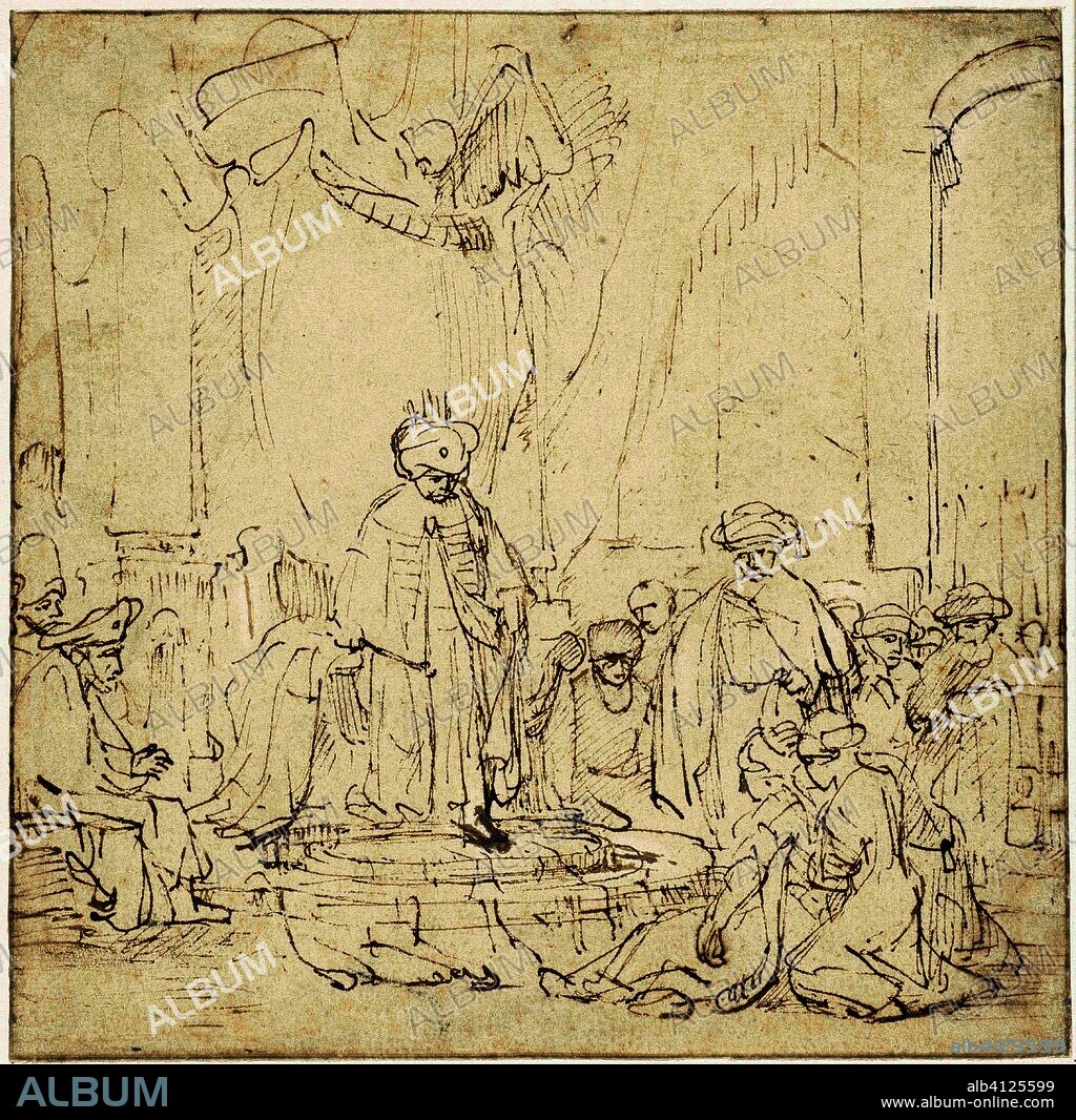 Esther is bewildering Ahasverus. Draughtsman: Rembrandt van Rijn (follower of). Dating: 1640. Measurements: h 175 mm × w 177 mm.