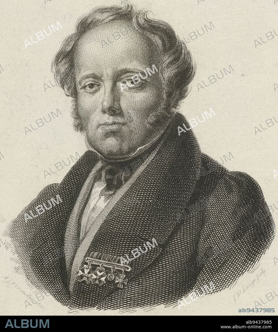 Portrait of Edmond Willem van Dam van Isselt, Johannes Philippus Lange, after Abraham Johannes Couwenberg, 1820 - 1849, Portrait bust to the left of Edmond Willem van Dam van Isselt, Major Commander of the Volunteer Hunters., print maker: Johannes Philippus Lange, (mentioned on object), intermediary draughtsman: Abraham Johannes Couwenberg, (mentioned on object), 1820 - 1849, paper, steel engraving, h 135 mm - w 106 mm.