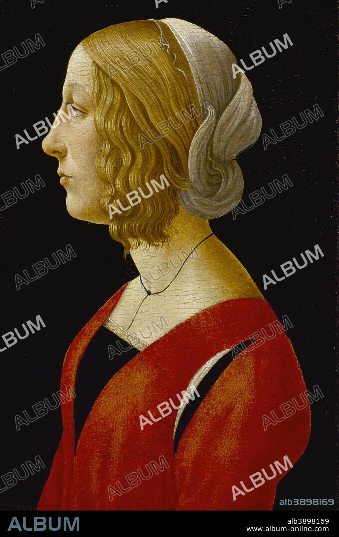 RAFFAELLINO DEL GARBO. Bust of a Young Woman. Date/Period: 1483/1492. Painting. Tempera on wood. Width: 24.8 cm. Height: 38.7 cm (without frame).