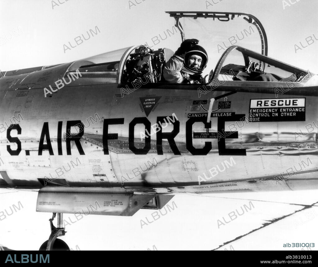 Chuck Yeager in the cockpit of an NF-104, December 4, 1963. The Lockheed NF-104A was an American mixed power, high-performance, supersonic aerospace trainer that served as a low-cost astronaut training vehicle for the X-15 and projected X-20 Dyna-Soar programs. Charles Elwood "Chuck" Yeager (born February 13, 1923) is a retired brigadier general in the United States Air Force and record-setting test pilot. His career began in WWII as a private in the United States Army Air Forces. After serving as an aircraft mechanic, in September 1942 he entered enlisted pilot training and upon graduation was promoted to the rank of flight officer and became a P-51 fighter pilot. After the war, Yeager became a test pilot of many types of aircraft, including experimental rocket-powered aircraft. He later commanded fighter squadrons and wings in Germany, and in Southeast Asia during the Vietnam War, and in recognition of the outstanding performance ratings of those units he was promoted to brigadier general. Yeager's flying career spans more than 60 years and has taken him to every corner of the globe, including the Soviet Union during the height of the Cold War. On October 14, 2012, on the 65th anniversary of breaking the sound barrier, Yeager did it again at the age of 89, riding in a McDonnell Douglas F-15 Eagle piloted by Captain David Vincent out of Nellis Air Force Base.
