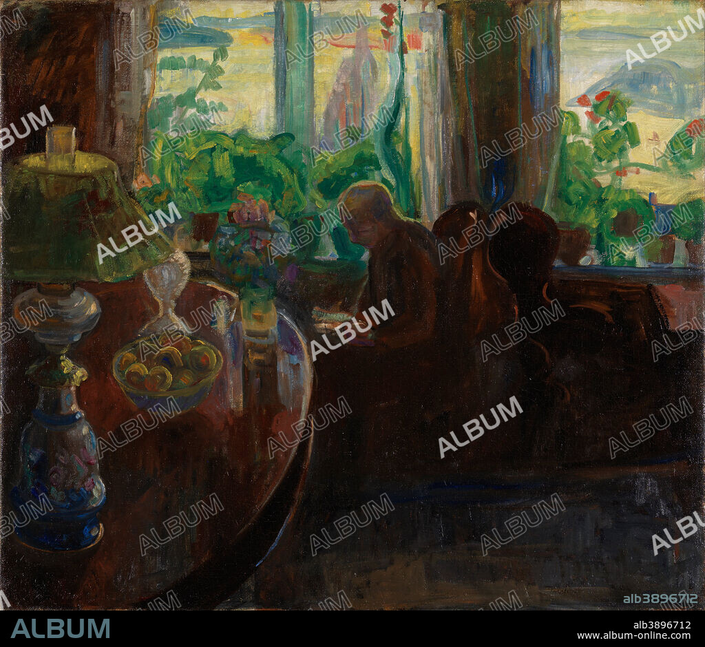 THORVALD ERICHSEN. Interior with the Painter Oluf Wold-Torne. Date/Period: 1901. Painting. Olje på lerret. Width: 91 cm. Height: 79 cm.