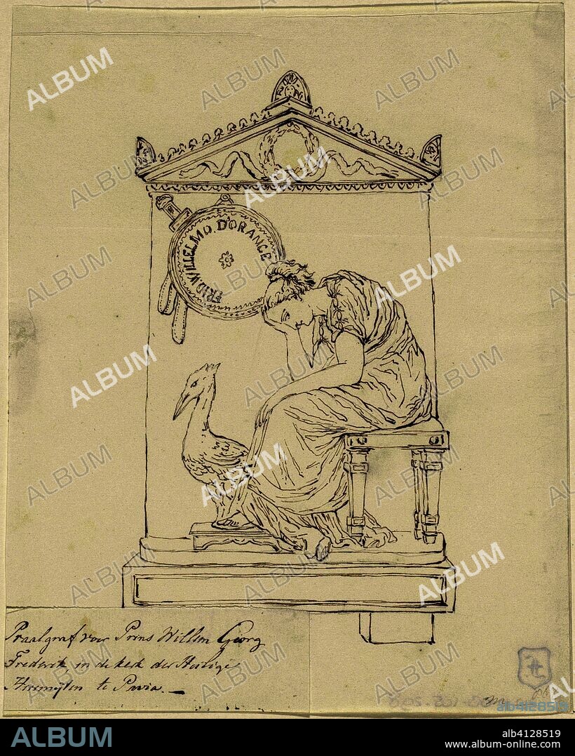 Gravestone for Frederick, Prince of Orange-Nassau, 1799. Artist: Antonio Canova. Draughtsman: anonymous. Dating: 1807 - 1871. Place: Nederlanden. Measurements: h 227 mm × w 181 mm.