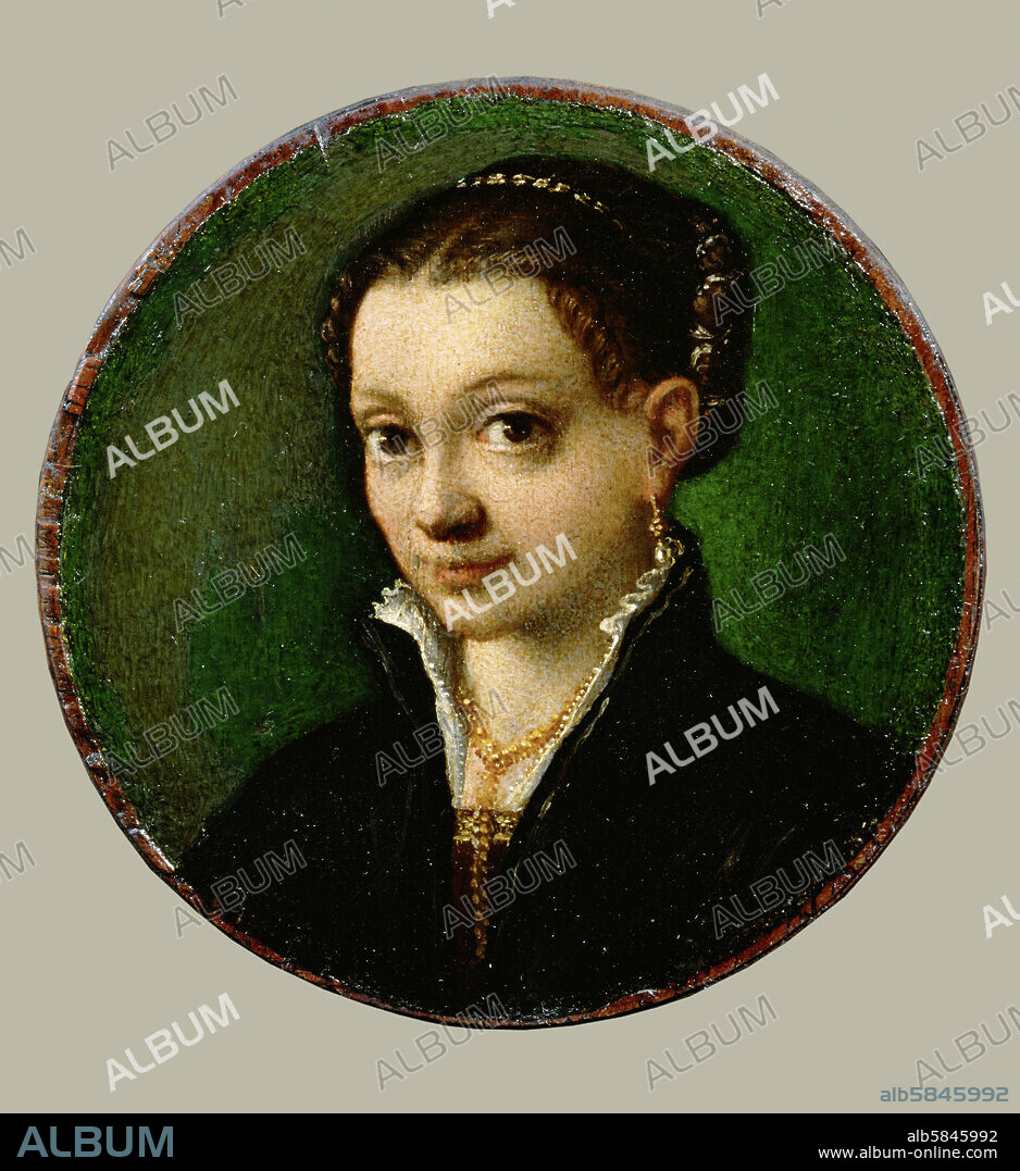 SOFONISBA ANGUISSOLA. Selfportrait, miniature. Wood.
