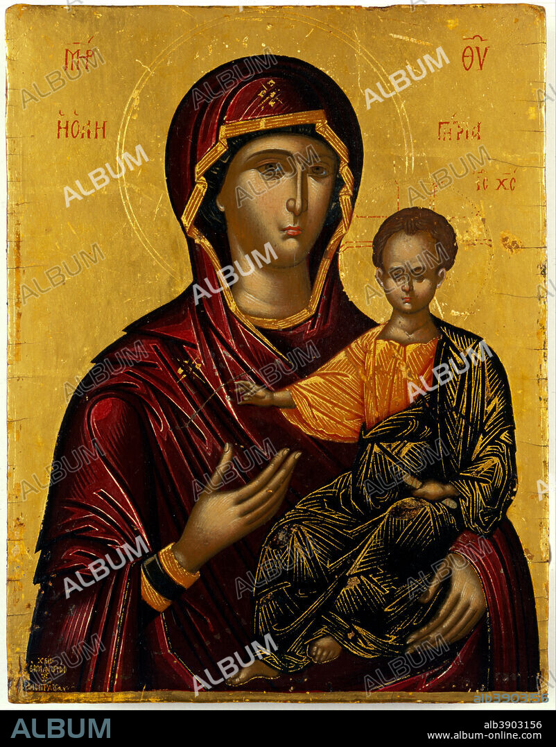 LAMBARDOS EMMANUEL. The Virgin Hodegetria. Date/Period: 1570 - 1599. Icon. Height: 224 mm (8.81 in); Width: 175 mm (6.88 in).