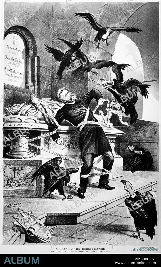 CHARLES AUGUSTUS BRIGGS(1841-1913). American cleric and Biblical scholar. American lithograph cartoon, c1892, by Joseph Keppler.