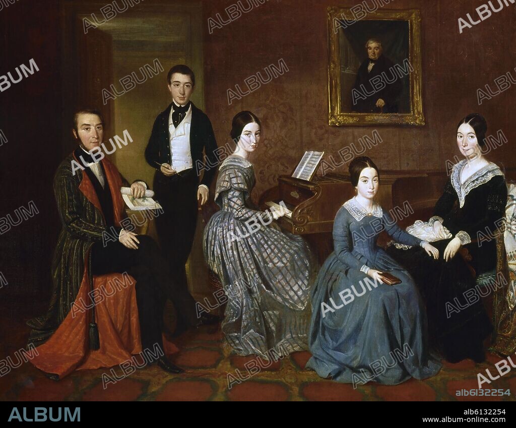 JOAQUIN ESPALTER Y RULL (1809-1880). 'La familia de Jorge Flaquer', 1840-1845, Óleo sobre lienzo, 73,5 x 92,5 cm.