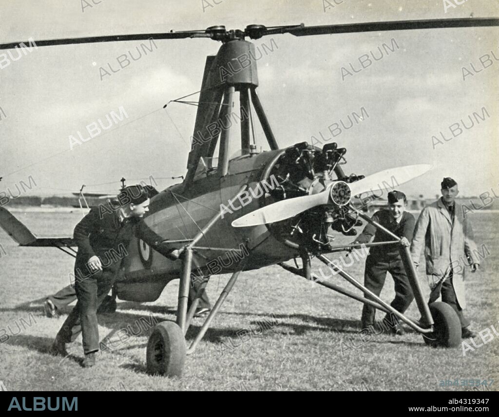 'The Cierva Autogiro', 1941. The Cierva C.30 autogyro designed by Juan de la Cierva was built during the 1930s in Britain, France and Germany under licence from the Cierva Autogiro Company. Twelve machines built for the RAF entered service as the Avro 671 Rota Mk 1, and a few saw service during the Second World War. From "The Royal Air Force in Pictures", 2nd edition, by World War I flying ace Major Oliver Stewart. [Country Life Ltd, London, 1941].