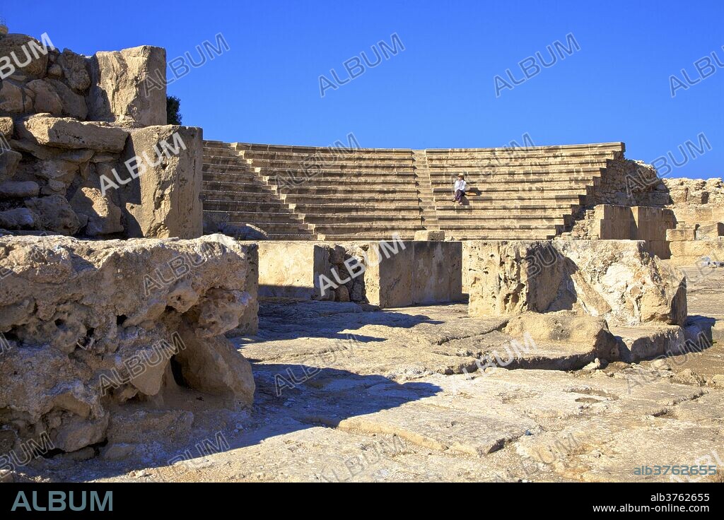 Roman Odeon, Kato Paphos Archaeological Park, UNESCO World Heritage Site, Paphos, Cyprus, Eastern Mediterranean, Europe.
