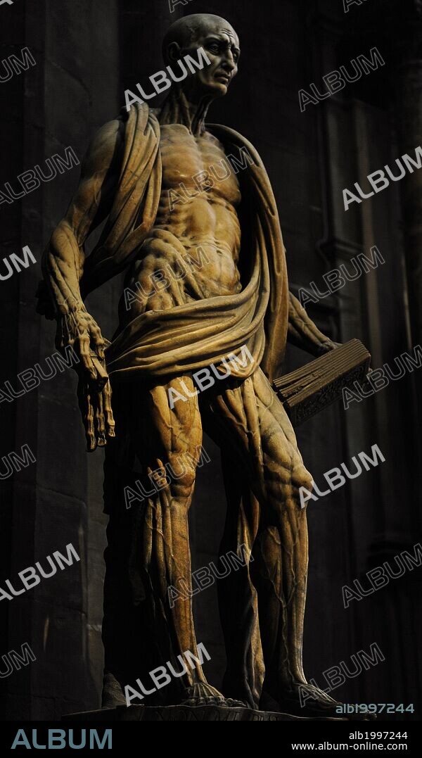 St Bartholomew Flayed (1562), transept of the Cathedral of Milan. Renaissance. Statue was made by italian sculptor, Marco d'Agrate (c. 1504 Ð c. 1574).